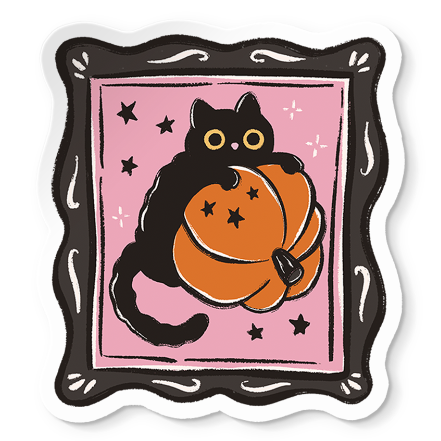 Black Cat Frame Sticker