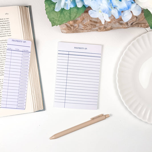 Blue Library Card Notepad