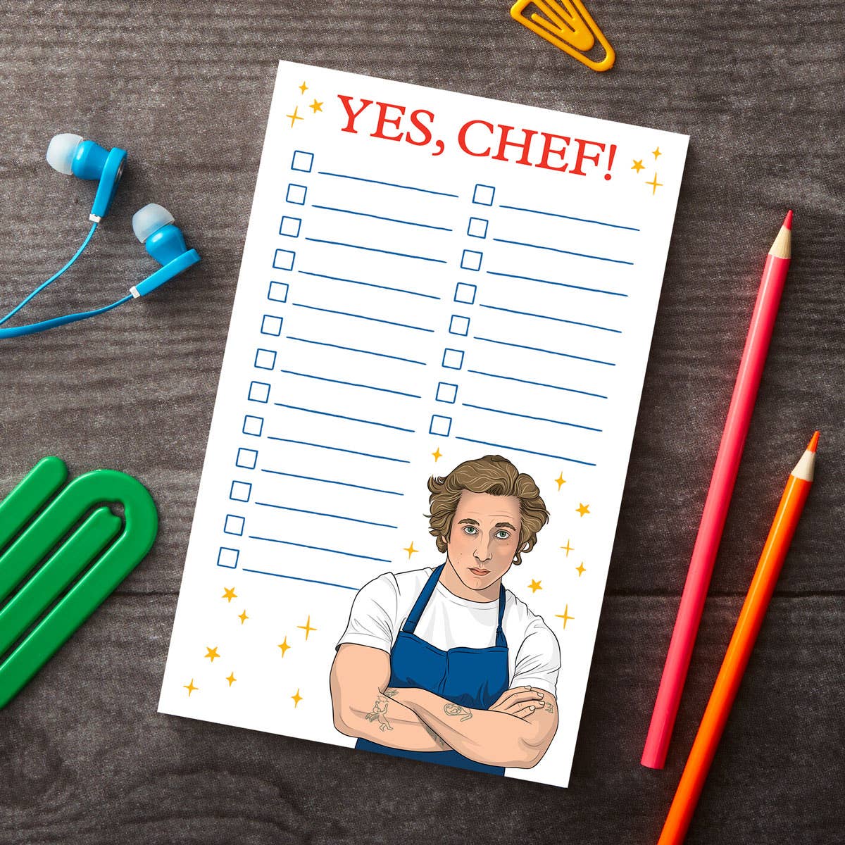 Yes, Chef! The Bear Checklist Notepad