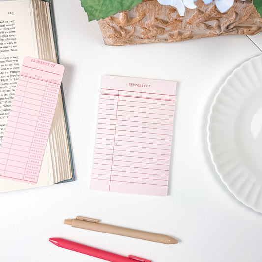 Pink Library Card Notepad
