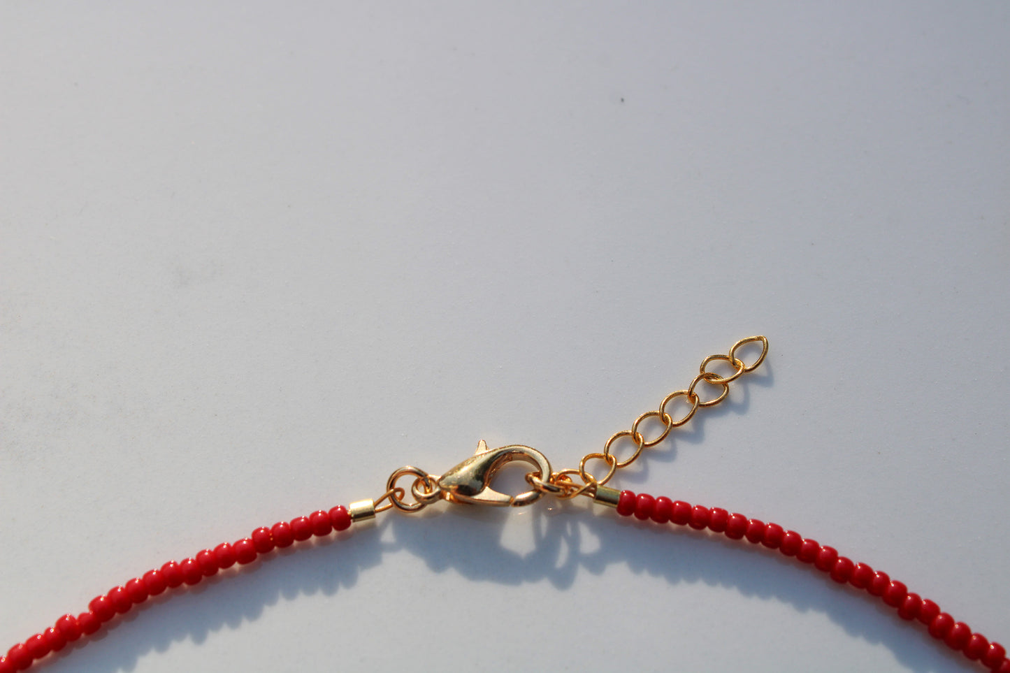 Red Smiley Face Seed Bead Necklace