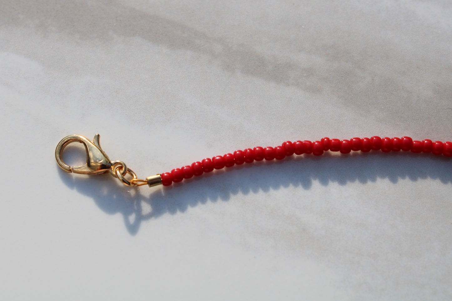 Red Smiley Face Seed Bead Necklace