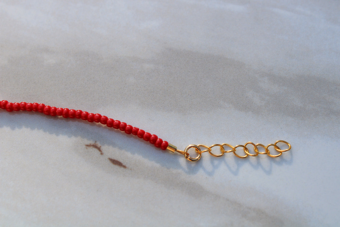 Red Smiley Face Seed Bead Necklace