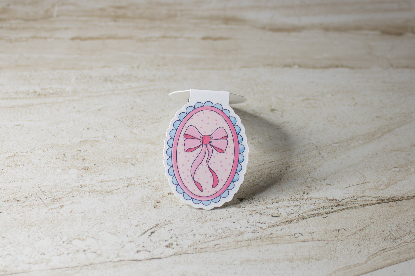 Pink Bow Frame Magnetic Bookmark