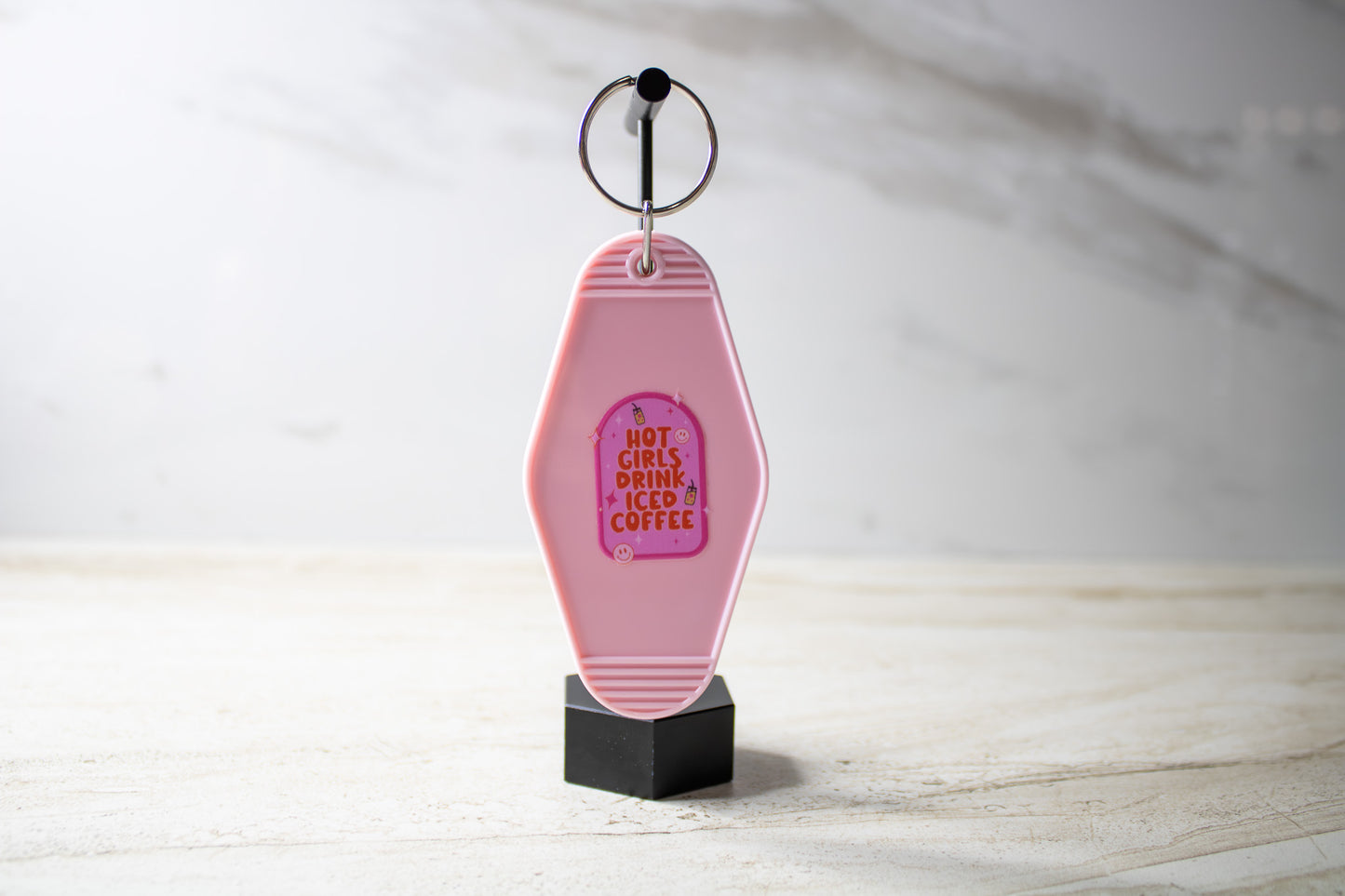 Hot Girls Drink Iced Coffee Keychain