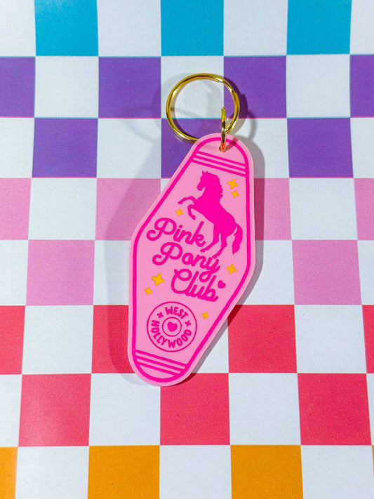 Pink Pony Club - Laser Engraved and Hand Painted Keychain!: Gold