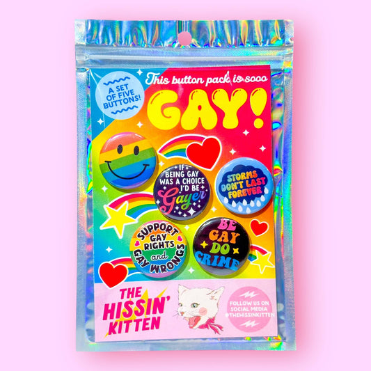 The Gayest Pack Buttons Pin Back