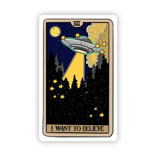 "I Want To Believe" UFO Tarot Card Sticker