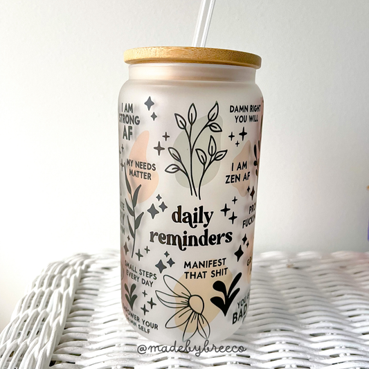 Daily Reminders Glass Can 16 oz